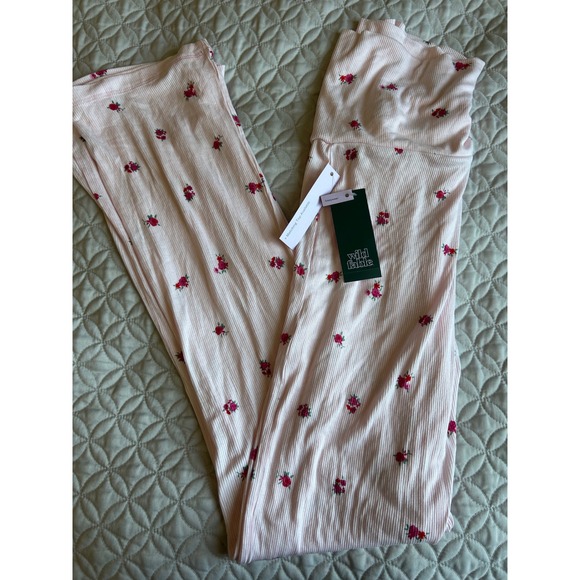 wild fable Other - Wild Fable Womens Pink Floral Ribbed Pajama Pants Wide Leg Sleepwear Small New